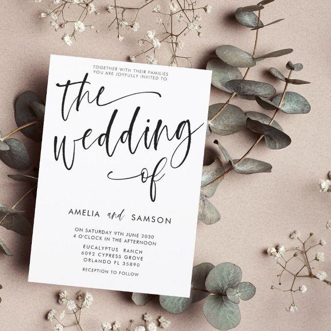 Invitación Moderna caligrafía en blanco y negro Boda de (Subido por el creador)