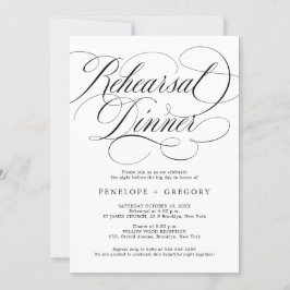 Invitación Moderna caligrafía eterna Black Rehearsal Dinner