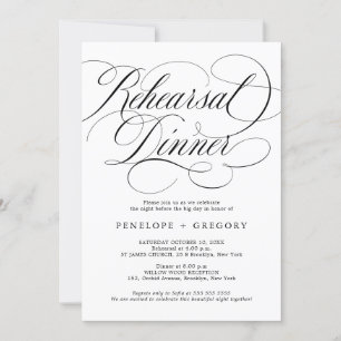 Invitación Moderna caligrafía eterna Black Rehearsal Dinner