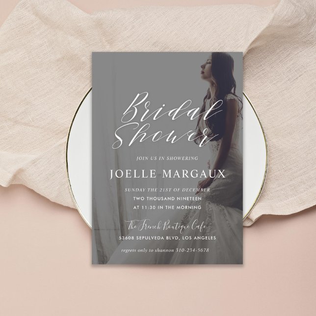 Invitación Moderna caligrafía - Foto de ducha de novia (Subido por el creador)