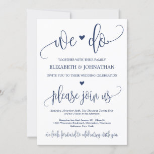 Invitación Moderna caligrafía marina rústica que hacemos boda
