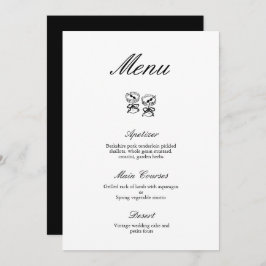Invitación Moderna caligrafía Menú Boda blanco y negro