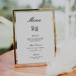 Invitación Moderna caligrafía Menú Boda blanco y negro
