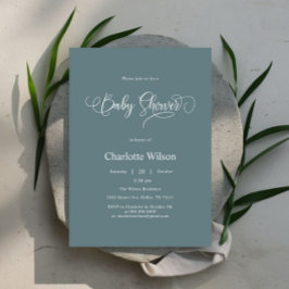 Invitación Moderna caligrafía mínima Baby Boy Shower