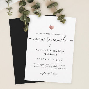 Invitación Moderna caligrafía mínima Rosa Oro Vow Renovación
