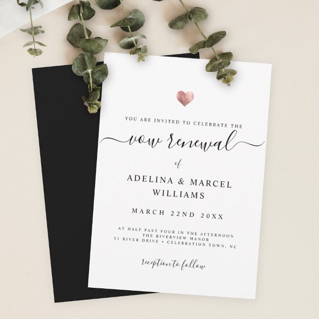 Invitación Moderna caligrafía mínima Rosa Oro Vow Renovación  (Subido por el creador)