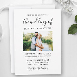 Invitación Moderna caligrafía Minimalista Boda de fotografía