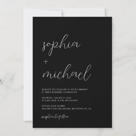 Invitación Moderna caligrafía Minimalista Boda negro