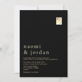 Invitación Moderna caligrafía Minimalista Boda negro Invita