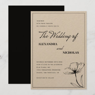 Invitación Moderna caligrafía negra Boda de los tonos de la t