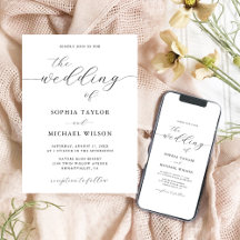 Moderna caligrafía romántica Boda blanco y negro