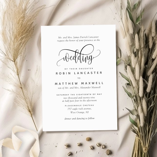 Invitación Moderna caligrafía rusa elegante Kraft Boda (Subido por el creador)