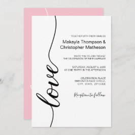 Invitación Moderna caligrafía Script Boda Negro y blanco