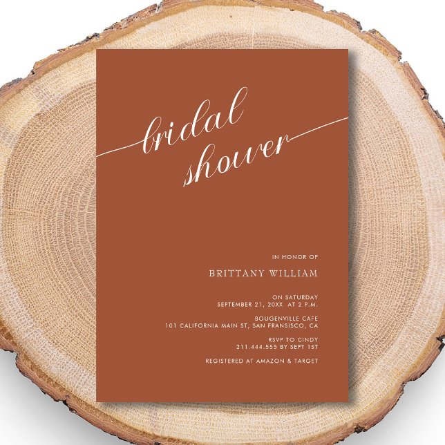 Invitación Moderna caligrafía Teracotta Bridal Shower (Subido por el creador)