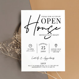 Invitación Moderna Casa Abierta Negra Negra Inmobiliaria Blan