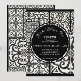Invitación Moderna casa de campo Tile Black White Bridal Show