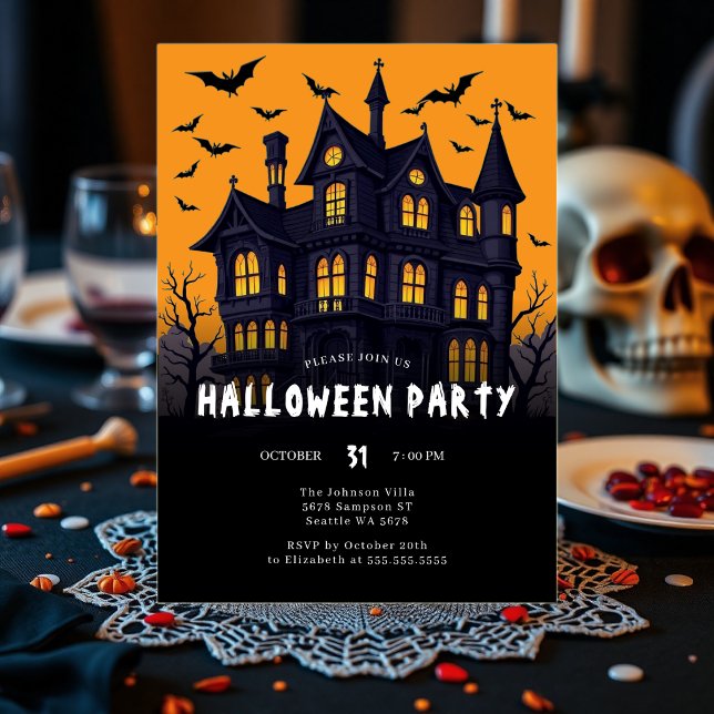 Invitación Moderna casa embrujada | Halloween Party (Subido por el creador)