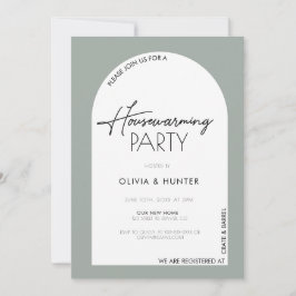 Invitación Moderna Casa Verde Sage Minimalista