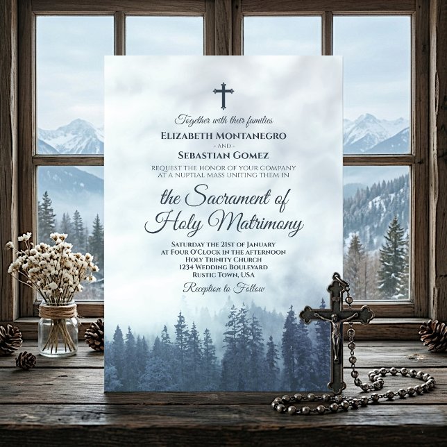 Invitación moderna católica para boda en bosque de (Subido por el creador)