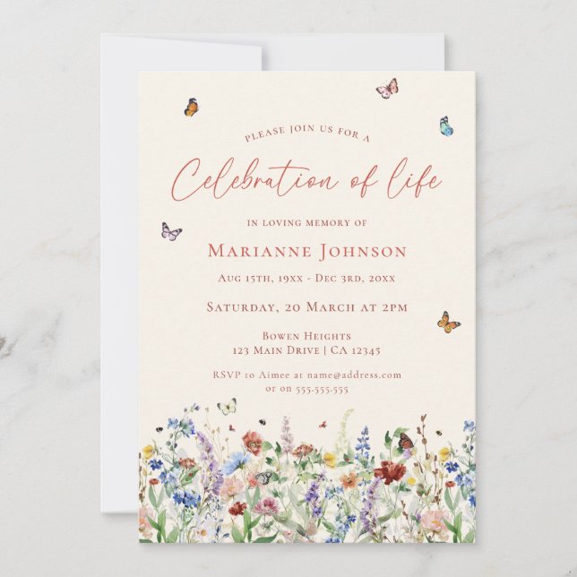 Invitación Moderna celebración conmemorativa de la vida en el (Anverso)