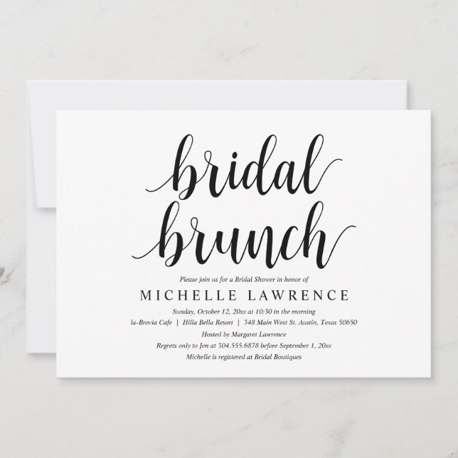 Invitación Moderna celebración de Brunch de ducha de novia (Anverso)