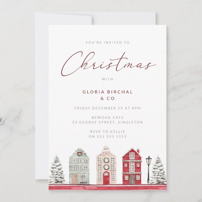 Invitación Moderna celebración de Fiestas de Navidades clásic (Anverso)