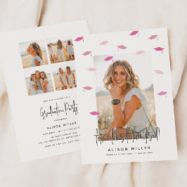 Invitación Moderna celebración de graduación rosada