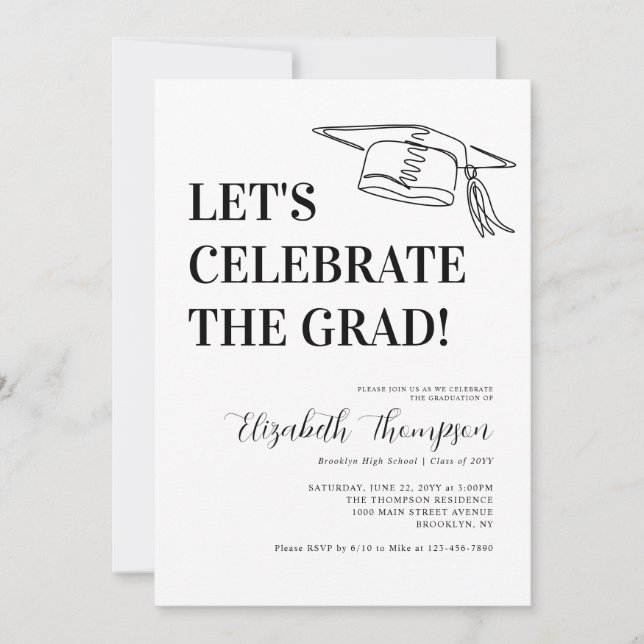 Invitación Moderna celebración de graduación simple de grado  (Anverso)