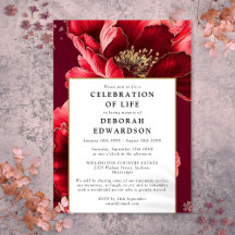 Moderna Celebración De La Vida Floral Roja Elegant