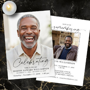 Invitación Moderna Celebración de la Vida Foto Memorial
