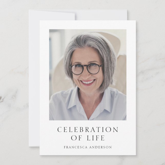 Invitación Moderna celebración del funeral conmemorativo de l (Anverso)