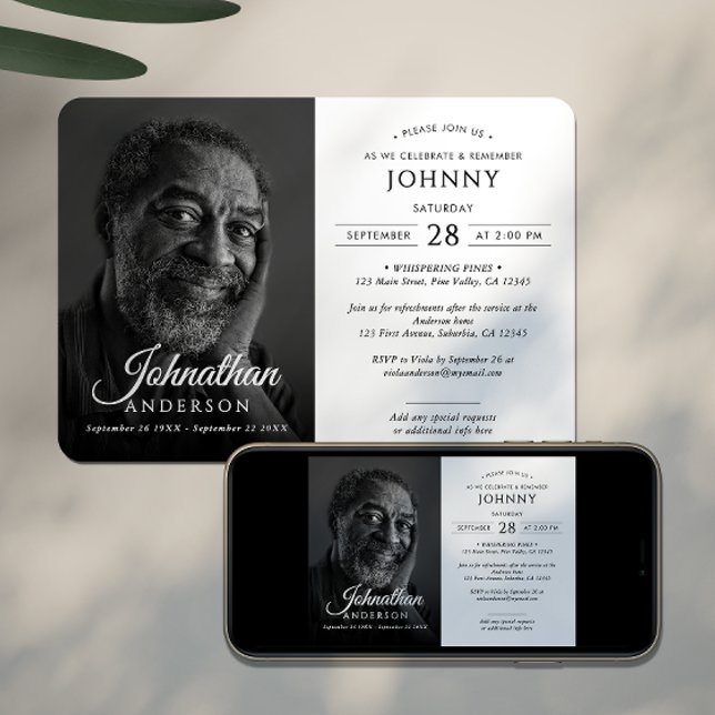 Invitación Moderna celebración del funeral de la vida (Subido por el creador)