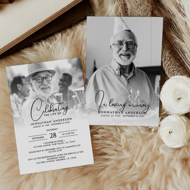 Invitación Moderna celebración del funeral de la vida. Foto (Subido por el creador)
