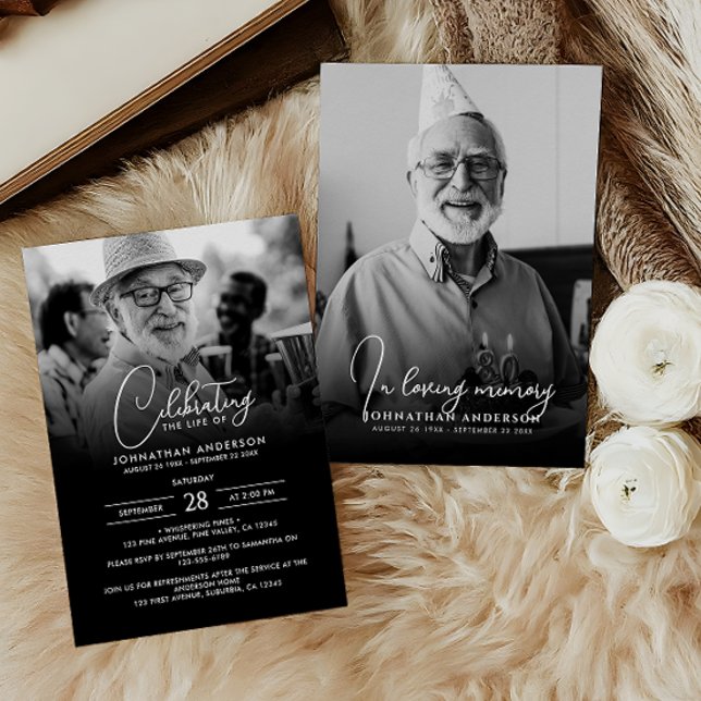 Invitación Moderna celebración del funeral de la vida. Foto (Subido por el creador)