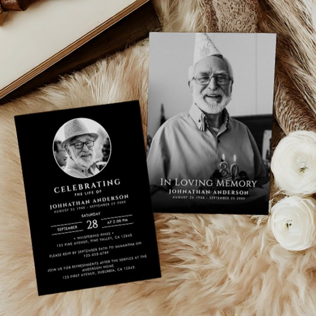 Invitación Moderna celebración del funeral de la vida. Foto (Subido por el creador)