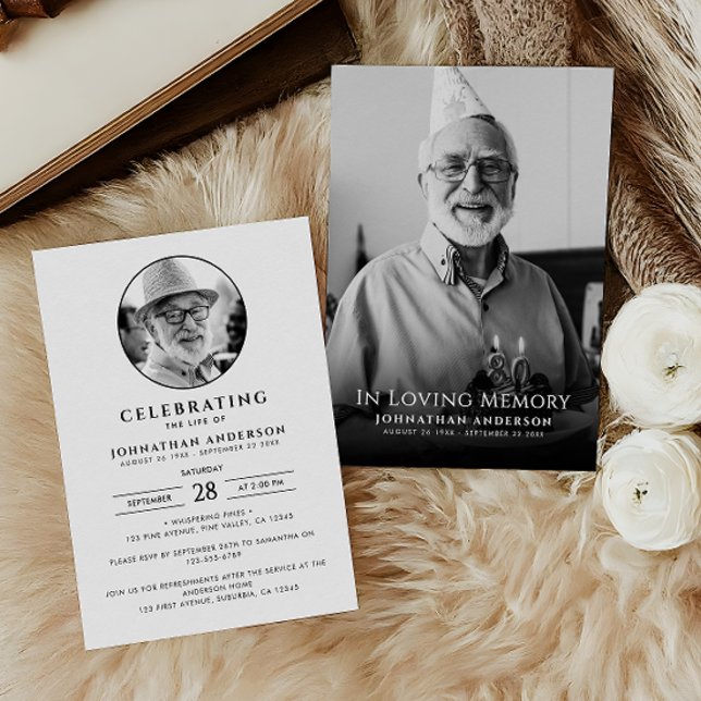 Invitación Moderna celebración del funeral de la vida. Foto (Subido por el creador)