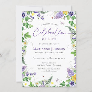 Invitación Moderna celebración floral de la vida Funeral