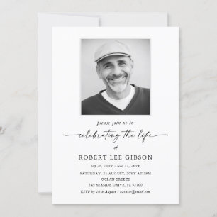 Invitación Moderna celebración fotográfica del funeral conmem