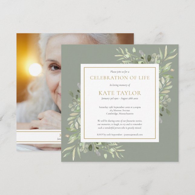 Invitación Moderna celebración funeraria de la Plaza de la Fo (Anverso / Reverso)