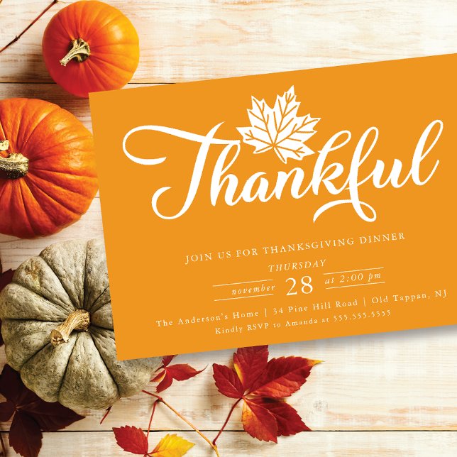 Invitación Moderna cena de Acción de Gracias (Subido por el creador)
