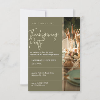 Invitación Moderna cena de Acción de Gracias Rústica de Otoño