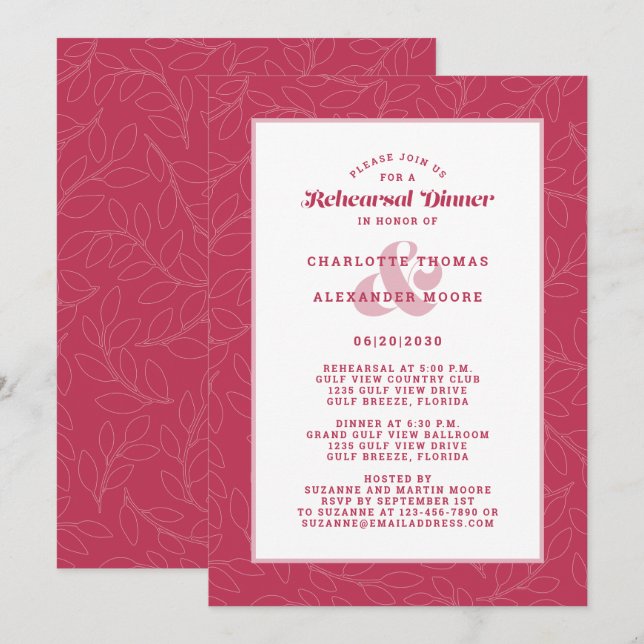 Invitación Moderna cena de ensayo de Boda blanco azul turques (Anverso / Reverso)