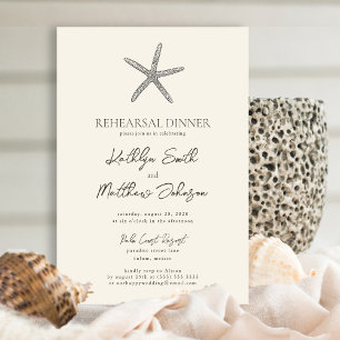 Invitación Moderna cena de ensayo en la playa de Starfish Bea