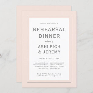 Invitación Moderna cena de ensayo Minimalista Rubor de color