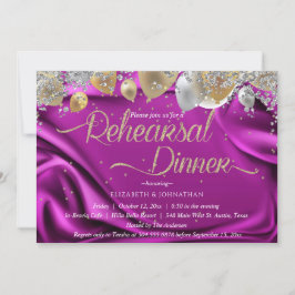 Invitación Moderna Cena de Ensayos Mínimos Sparkly Purple