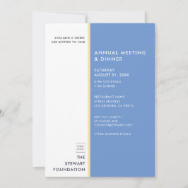 Invitación Moderna cena de negocios Minimalista azul y oro