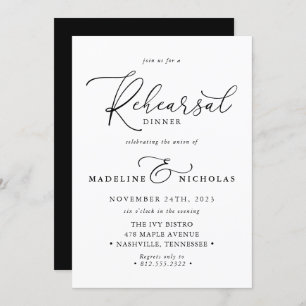 Invitación Moderna Cena Elegante En Blanco Y Negro