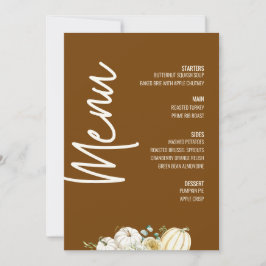 Invitación Moderna Cena Floral Menú Acción de Gracias Caída