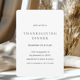 Invitación Moderna cena minimalista de Acción de Gracias