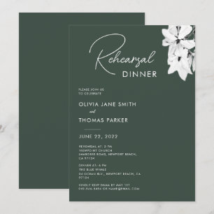 Invitación Moderna Cena Sencilla de Magnolia Verde